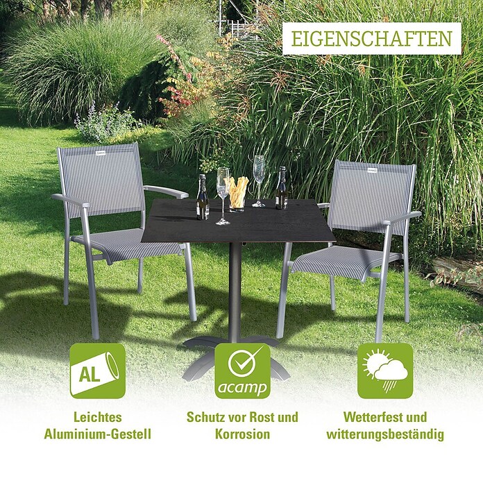 Acamp Gartentisch Acaplan (L x B x H: 80 x 80 x 75 cm, Hochdruck-Schichtpress, Quadratisch, Weiß) | BAUHAUS