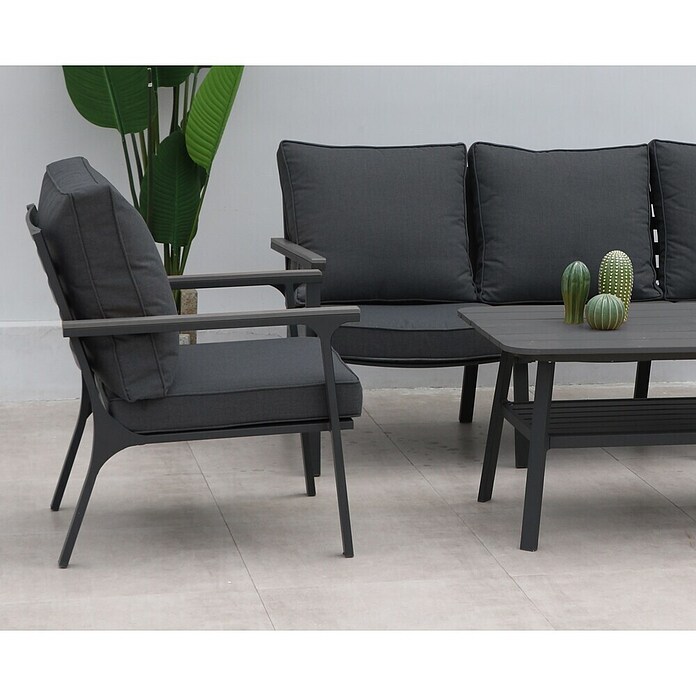 Acamp Loungemöbel-Set Samos (4 -tlg., Aluminium/Polyester/Polywood, Anthrazit/Vintage grau) | BAUHAUS