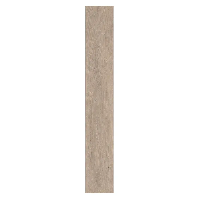 Krono Original Laminat Atlantic 8 - 1.288 x 195 x 8 mm, Greige Palais Oak, AC4 - Hellbraune Holzdiele mit sichtbarer Maserung.