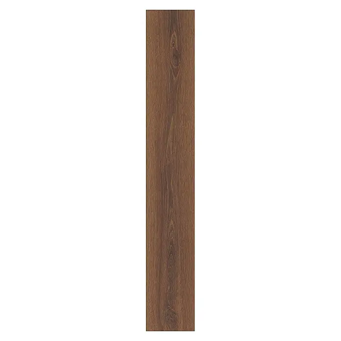 Krono Original Laminat Atlantic 7 - Grizzly Montreux Oak, Landhausdiele, 1.288 x 195 x 7 mm - Dunkelbraunes Holz-Bodenbrett mit natürlicher Maserung und Ästen.