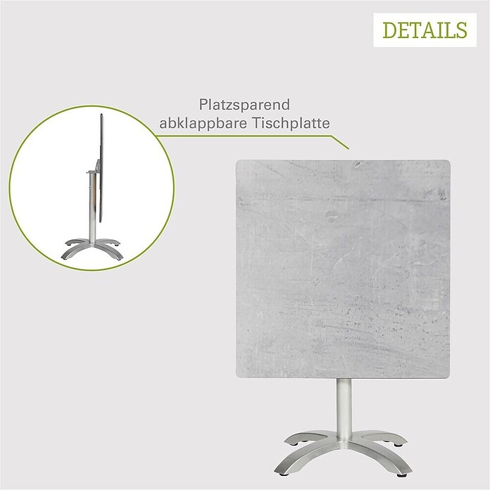 Acamp Gartentisch Acaplan (L x B x H: 80 x 80 x 72 cm, Hochdruck-Schichtpress, Quadratisch, Platin/Cemento/Grigio) | BAUHAUS
