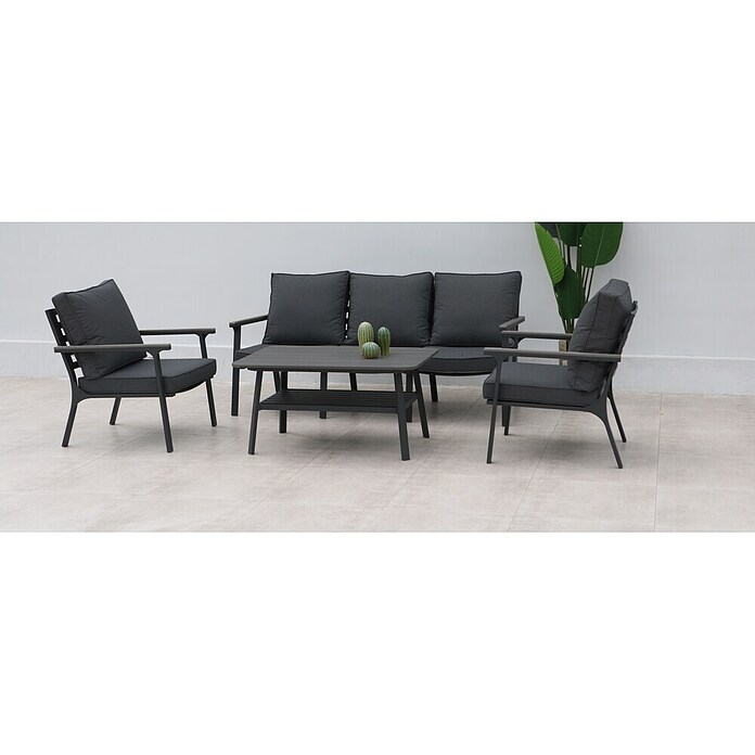 Acamp Loungemöbel-Set Samos (4 -tlg., Aluminium/Polyester/Polywood, Anthrazit/Vintage grau) | BAUHAUS