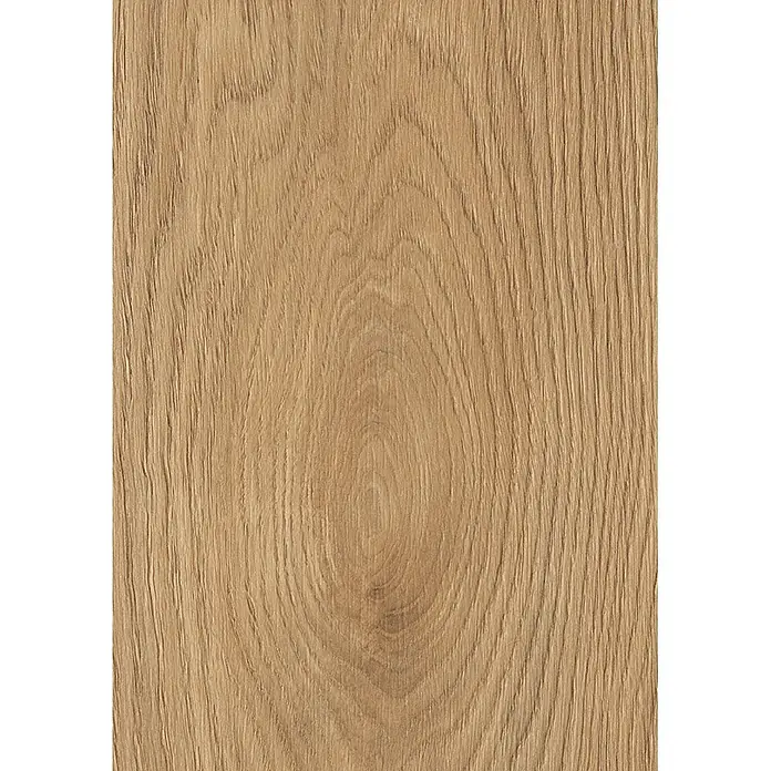 Krono Original Laminat Atlantic 7 - Wheat Cornforth Oak, Landhausdiele, 1.288 x 195 x 7 mm - Helle Holzmaserung in Braun mit vertikalen Linien und einem dezenten ovalen Astmuster.