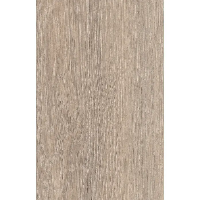 Krono Original Laminat Atlantic 8 - 1.288 x 195 x 8 mm, Greige Palais Oak, AC4 - Hellbraune Holzmaserung mit vertikalen Linien.