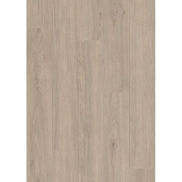 Krono Original Laminat Atlantic 8 - 1.288 x 195 x 8 mm, Greige Palais Oak, AC4 - Heller Holzplankenboden in Braun mit natürlicher Maserung.