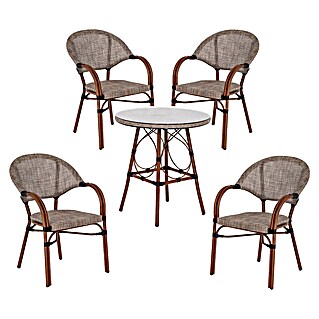 Acamp Balkonmöbel-Set Maui (5 -tlg., Aluminium/Acatex-Gewebe/Sicherheitsglas, Bambus Dunkel/Cappuccino)