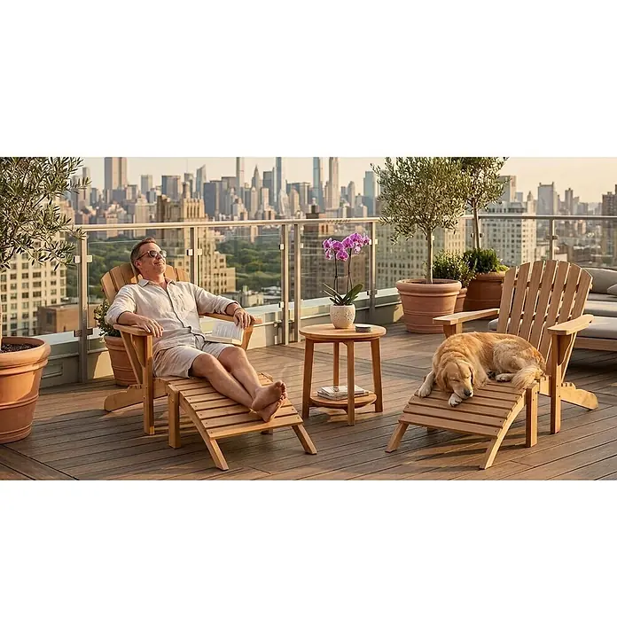 Bene Living Gartenliegen-Set Adirondack Montreal & Milton - braun, Naturmaterialien