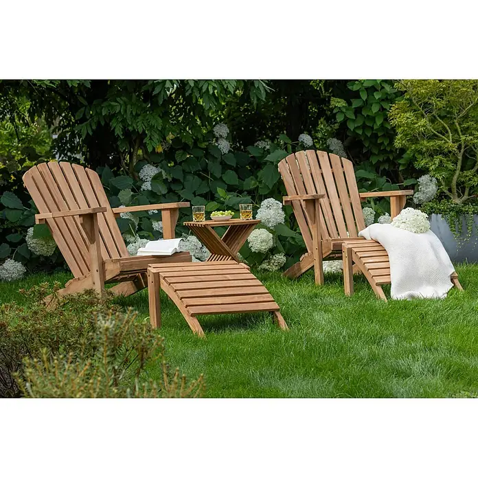 Bene Living Gartenliegen-Set Adirondack Montreal & Milton - braun, Naturmaterialien