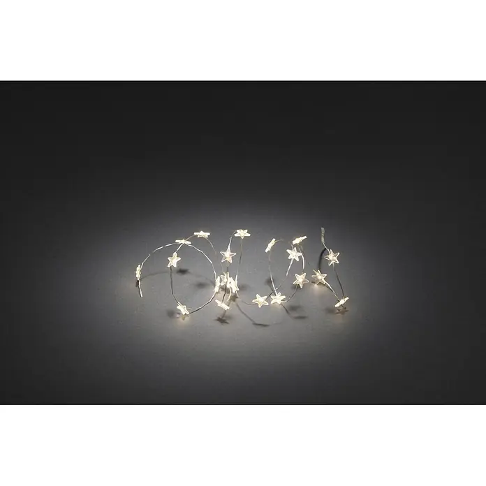 Konstsmide LED-Lichterkette Leuchtsterne - Innen, Lichtfarbe: Warmweiß, Anzahl Leuchtmittel: 20 Stk., Batteriebetrieben - Lichterkette mit Sternen: Stimmungsvolle Beleuchtung für Innenräume, mit warmweißen LEDs für eine festliche Atmosphäre. Perfekt für Dekorationen.