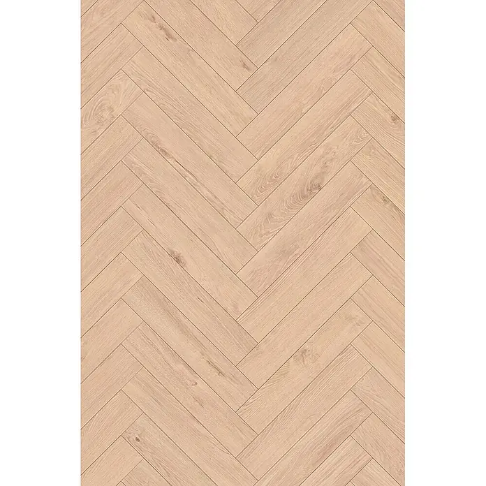 Krono Original Laminat Herringbone - Blonde Montanara Oak, Fischgrät, 630 x 126 x 8 mm - Helles Holzparkett im Fischgrätmuster.