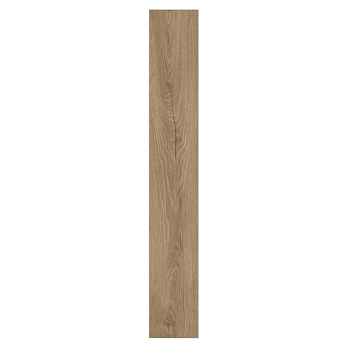 Krono Original Laminat Atlantic 8|33 - Natural Carpenter Oak, Landhausdiele, 1.288 x 195 x 8 mm - Langes hellbraunes Holzbrett mit ausgeprägter Maserung und natürlichen Astmerkmalen, ideal für Boden oder Wand.