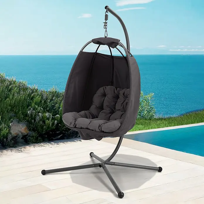 SVITA Hängesessel NELLY - L x B x H: 105 x 105 x 195 cm, Metall, Anthrazit