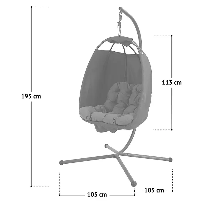 SVITA Hängesessel NELLY - L x B x H: 105 x 105 x 195 cm, Metall, Anthrazit