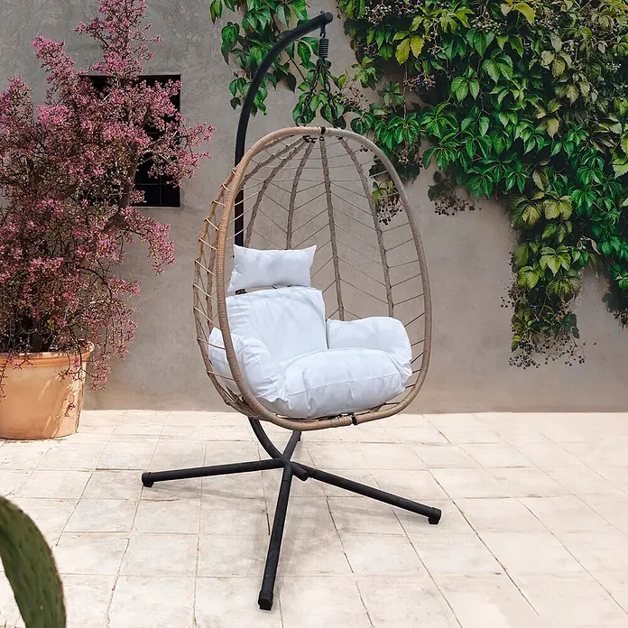 SVITA Hängesessel SHELLY - L x B x H: 95 x 95 x 195 cm, Natur