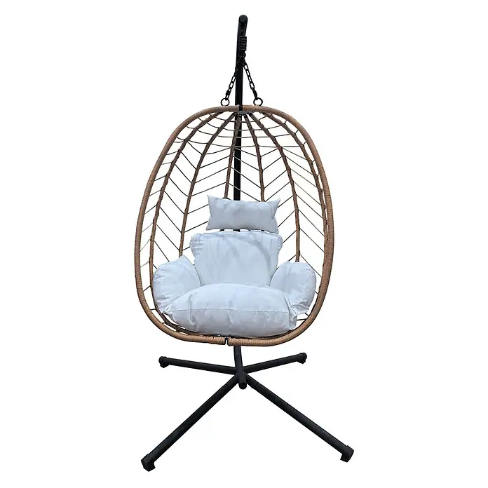 SVITA Hängesessel SHELLY - L x B x H: 95 x 95 x 195 cm, Metall, Natur