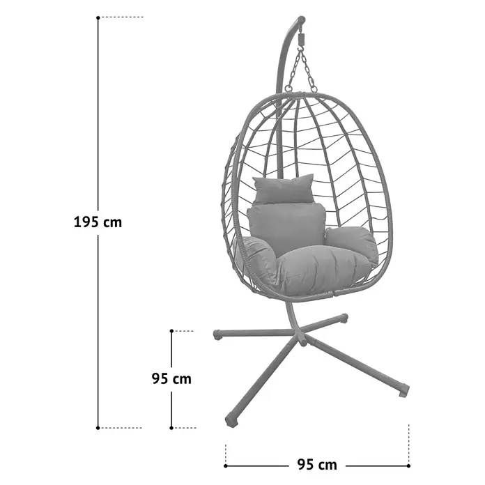 SVITA Hängesessel SHELLY - L x B x H: 95 x 95 x 195 cm, Natur