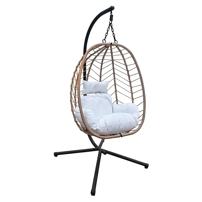 SVITA Hängesessel SHELLY - L x B x H: 95 x 95 x 195 cm, Metall, Natur