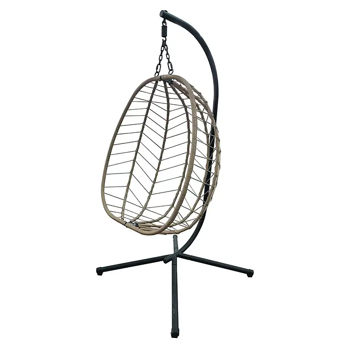 SVITA Hängesessel SHELLY - L x B x H: 95 x 95 x 195 cm, Metall, Natur