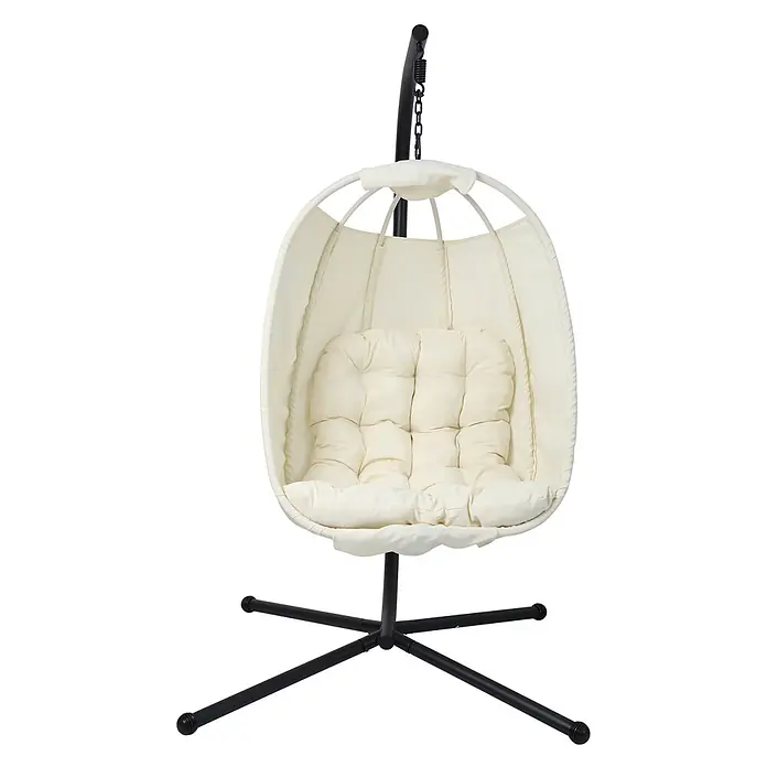 SVITA Hängesessel NELLY - L x B x H: 105 x 105 x 195 cm, Metall, Beige