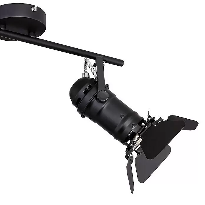 Globo Regleta Egon - 100 W, Negro, GU10 - Foco de carril negro estilo escénico con puertas de aleta ajustables.