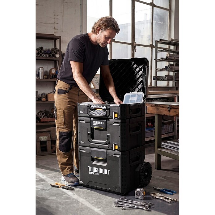 ToughBuilt StackTech Werkzeugkoffer-Set 3-tlg. (L x B x H: 50 x 56 x 83 cm, 3 -tlg., Räder) | BAUHAUS