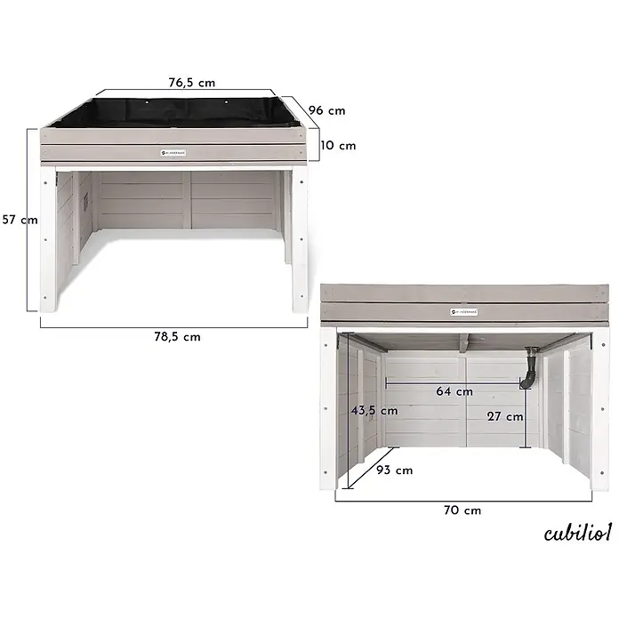 WONDERMAKE Mähroboter-Garage Cubilio1 - L x B x H: 96 x 78,5 x 57 cm, Weiß|Grau, z.B. Gardena, WORX, Husqvarna, Einhell, Landxcape, Juka, …