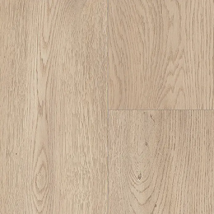 Krono Original Laminat Atlantic 8 - Cotto Cremona Oak, Landhausdiele, 1.288 x 195 x 8 mm - Heller Eichenholzfußboden mit sichtbarer Maserung und Dielenmuster.