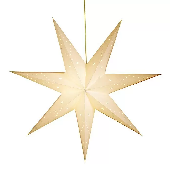 Markslöjd LED-Stern Saturnus - 45 cm, Weiß, IP20, Netzbetrieben - Beleuchteter cremefarbener achtzackiger Papierstern mit kleinen Stern- und Punktperforationen.