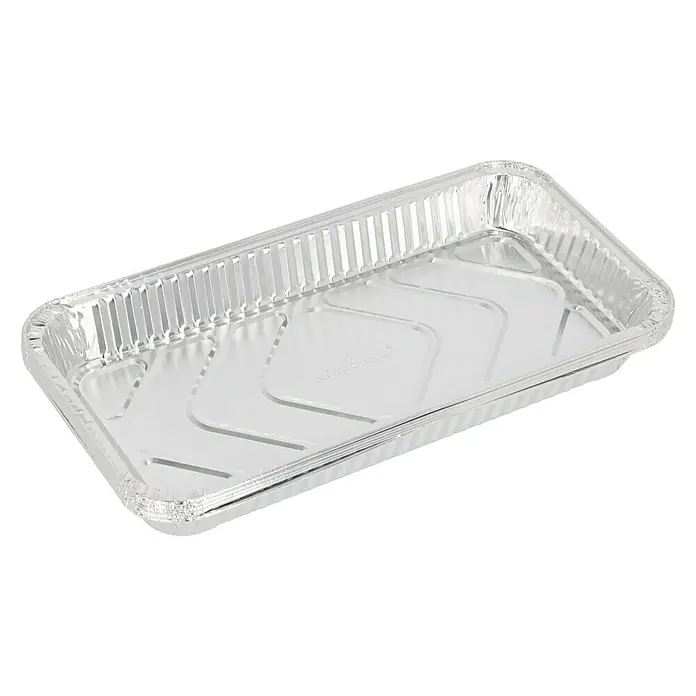 Kingstone Grillschale - 41,7 x 21,8 x 4,5 cm, Aluminium - Hier ist eine silberne Aluminium-Auflaufform, perfekt zum Kochen und Backen. Die Form ist robust und ideal für den einmaligen Gebrauch.