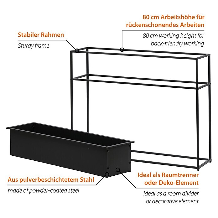 Dobar Pflanzkasten (Stahl, L x B x H: 100 x 28 x 80 cm, Anthrazit) | BAUHAUS