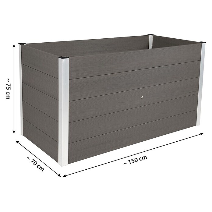 Dobar Hochbeet (L x B x H: 150 x 75 x 75 cm, WPC, Anthrazit) | BAUHAUS