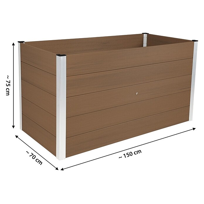 Dobar Hochbeet (L x B x H: 150 x 75 x 75 cm, WPC, Hellbraun) | BAUHAUS
