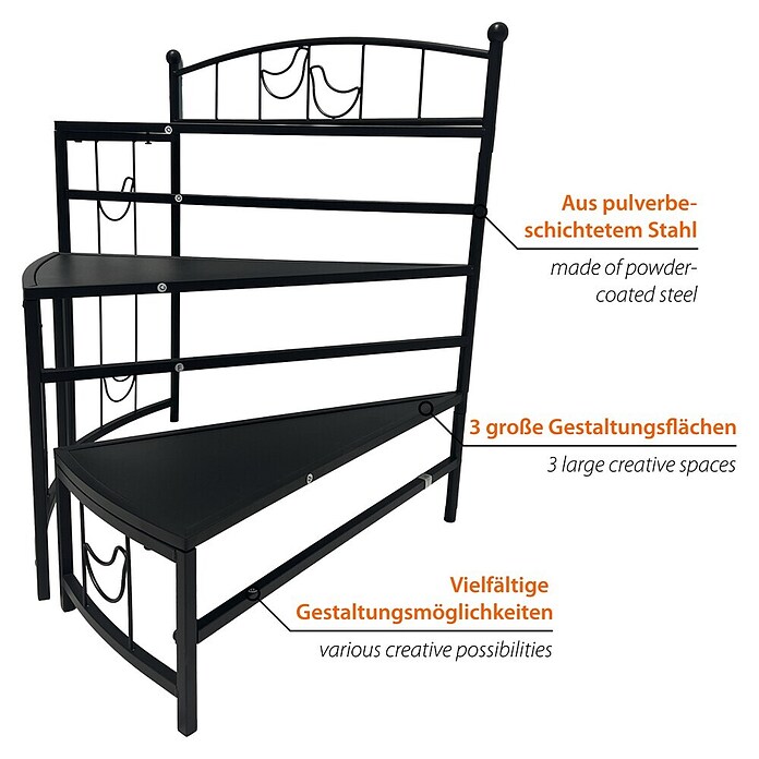 Dobar Blumentreppe 3-stufig rund (L x B x H: 60 x 30 x 65 cm, Anthrazit, Stahl) | BAUHAUS
