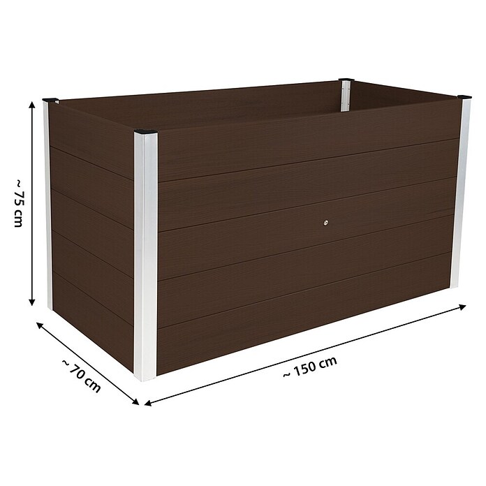 Dobar Hochbeet (L x B x H: 150 x 70 x 75 cm, WPC, Dunkelbraun) | BAUHAUS