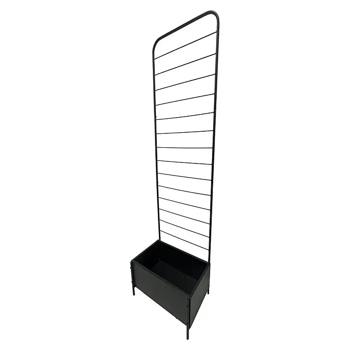 Dobar Pflanzkübel eckig - L x B x H: 50 x 30 x 180 cm, Anthrazit, Stahl - Schwarzer Metall-Pflanzkasten mit integriertem Rankgitter.
