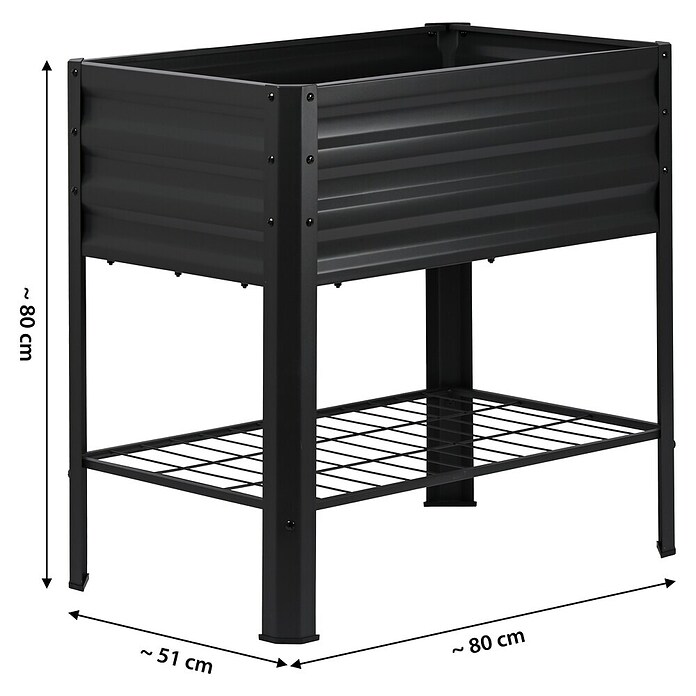 Dobar Hochbeet Kubus (L x B x H: 79 x 49 x 80 cm, Stahl, Anthrazit) | BAUHAUS