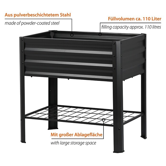 Dobar Hochbeet Kubus (L x B x H: 79 x 49 x 80 cm, Stahl, Anthrazit) | BAUHAUS