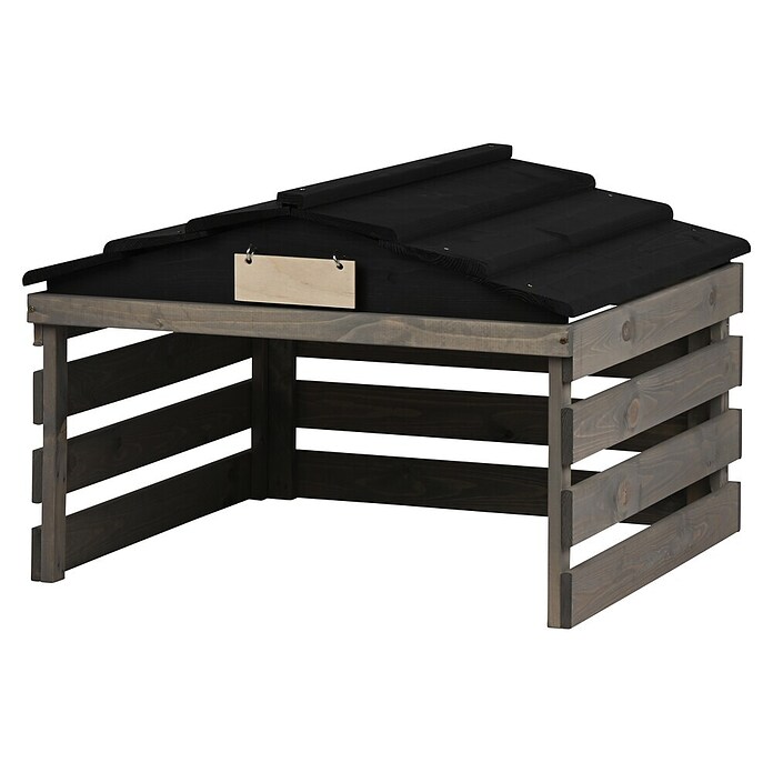 Dobar Mähroboter-Garage (L x B x H: 78,5 x 74 x 52,5 cm, Grau/Schwarz, Holz) | BAUHAUS