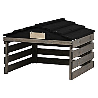 Dobar Mähroboter-Garage (L x B x H: 78,5 x 74 x 52,5 cm, Grau/Schwarz, Holz)