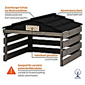 Dobar Mähroboter-Garage (L x B x H: 78,5 x 74 x 52,5 cm, Grau/Schwarz, Holz) | BAUHAUS