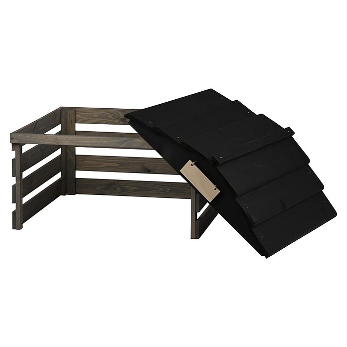 Dobar Mähroboter-Garage (L x B x H: 78,5 x 74 x 52,5 cm, Grau/Schwarz, Holz) | BAUHAUS