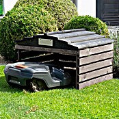 Dobar Mähroboter-Garage (L x B x H: 78,5 x 74 x 52,5 cm, Grau/Schwarz, Holz) | BAUHAUS