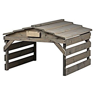 Dobar Mähroboter-Garage (L x B x H: 78,5 x 74 x 52,5 cm, Grau, Holz)