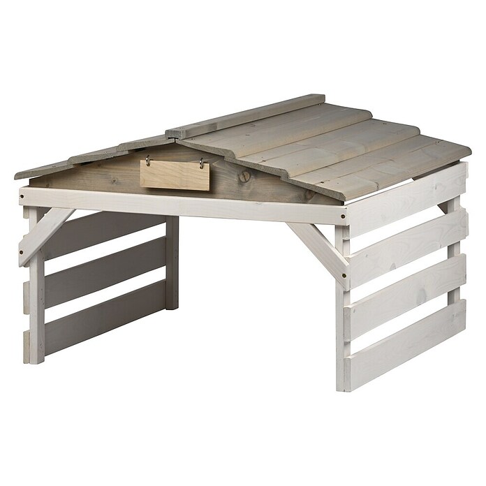 Dobar Mähroboter-Garage (L x B x H: 78,5 x 74 x 52,5 cm, Grau/Weiß, Holz) | BAUHAUS