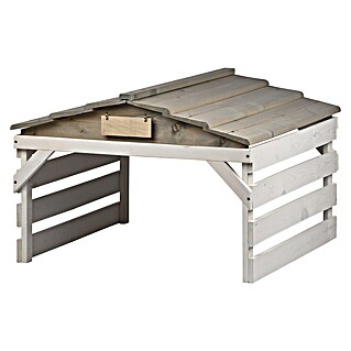 Dobar Mähroboter-Garage (L x B x H: 78,5 x 74 x 52,5 cm, Grau/Weiß, Holz)
