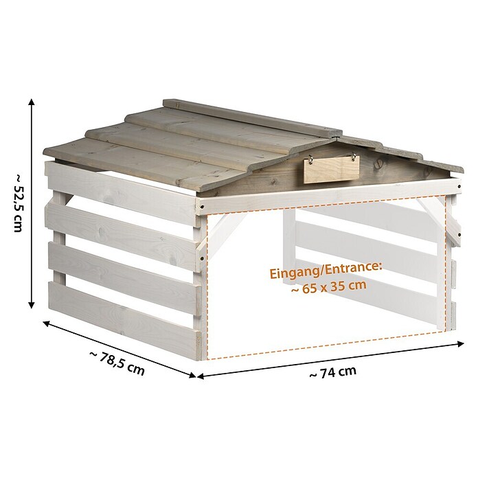 Dobar Mähroboter-Garage (L x B x H: 78,5 x 74 x 52,5 cm, Grau/Weiß, Holz) | BAUHAUS