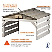 Dobar Mähroboter-Garage (L x B x H: 78,5 x 74 x 52,5 cm, Grau/Weiß, Holz) | BAUHAUS