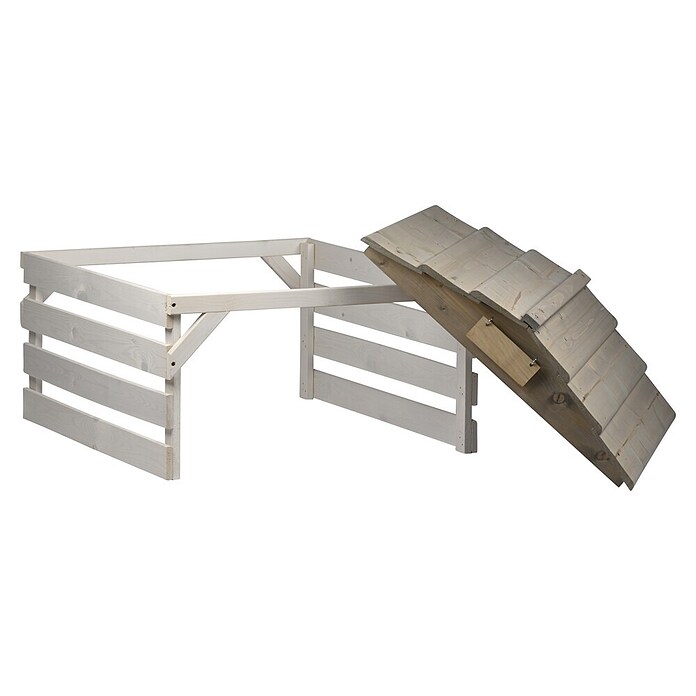 Dobar Mähroboter-Garage (L x B x H: 78,5 x 74 x 52,5 cm, Grau/Weiß, Holz) | BAUHAUS