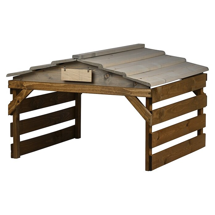 Dobar Mähroboter-Garage (L x B x H: 78,5 x 74 x 52,5 cm, Grau/Braun, Holz) | BAUHAUS