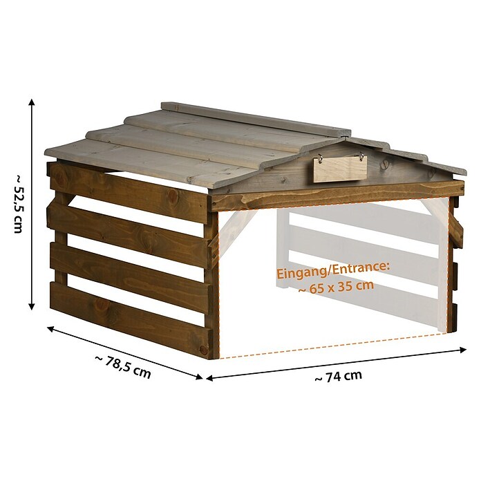 Dobar Mähroboter-Garage (L x B x H: 78,5 x 74 x 52,5 cm, Grau/Braun, Holz) | BAUHAUS